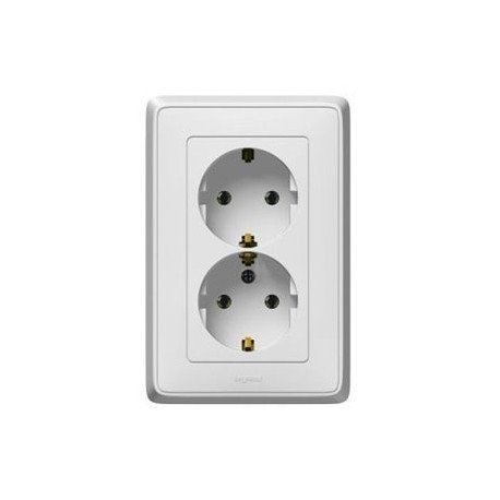 Розетка 2-я 2 контакта, с заземлением, цвет белый, Legrand Cariva 773627