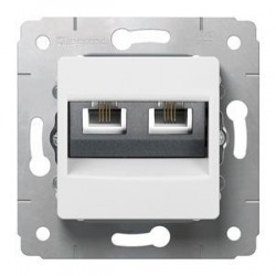 Механизм розетки телефонной 2хRJ11, цвет белый, Legrand Cariva 773639