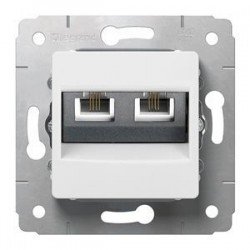 Механизм розетки телефонной 2хRJ11, цвет белый, Legrand Cariva 773639