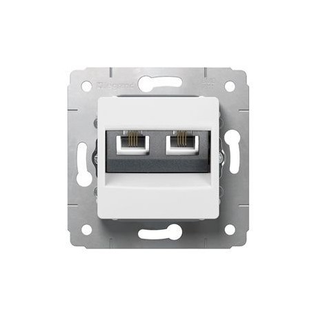 Механизм розетки телефонной 2хRJ11, цвет белый, Legrand Cariva 773639