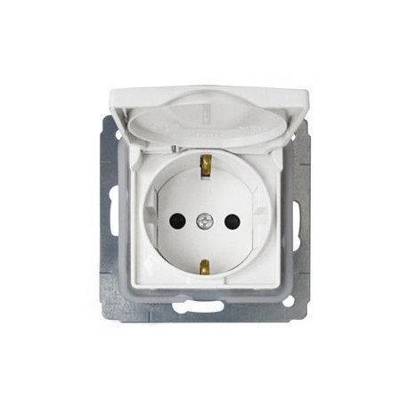 Розетка 2К + З з кришкою, IP44, колір білий, Legrand Cariva