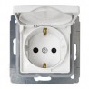 Розетка 2К + З з кришкою, IP44, колір білий, Legrand Cariva