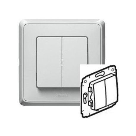 Вимикач 2-кл. Колір білий, Legrand Cariva