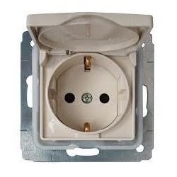Розетка 2К + З з кришкою, ІР44, колір сл. кістка, Legrand Cariva