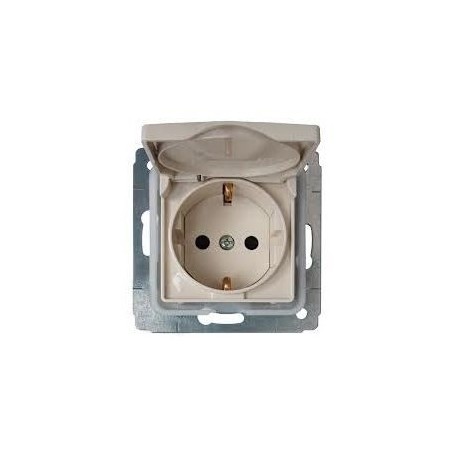 Розетка 2К + З з кришкою, ІР44, колір сл. кістка, Legrand Cariva