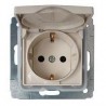 Розетка 2К + З з кришкою, ІР44, колір сл. кістка, Legrand Cariva