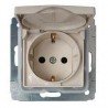 Розетка 2К + З з кришкою, ІР44, колір сл. кістка, Legrand Cariva