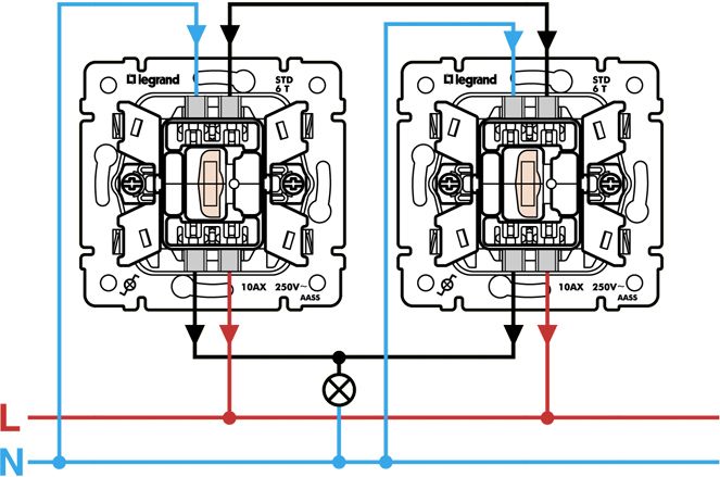 Legrand схемы подключения Схемы подключения квартирных выключателей
